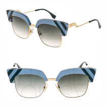 FENDI Waves FF0241S Azure Gold Green Stripe Gradient Sunglasses Cat Eye 0241 - £130.22 GBP