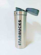 Starbucks Stainless Steel Travel Tumbler 16 Ounce Locking Black Lid Logo 2015 - £13.63 GBP