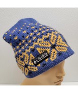 Vintage Columbia Sportswear Wool Knit Winter Hat Beanie Purple Yellow - $360.85 MXN