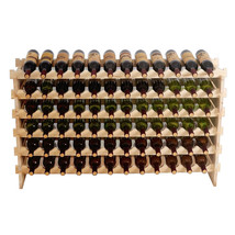 6 Tier Wood Holder Wine Rack Stackable Storage 72 Bottles Solid Display Shelves - £69.58 GBP
