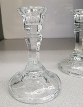 Indiana Glass Candle-lite 4.5&quot; Paneled Crystal Candlesticks New Vintage Set of 2 - £8.99 GBP