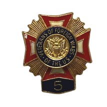 VFW Lapel Hat Pin 5 Year Veterans of Foreign Wars USA Member Award Emblem - £12.13 GBP
