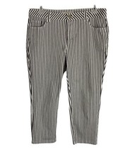 EST 1946 Denim Womens Pants Size 16 Gray White Striped Denim Crop Stretch - £12.30 GBP