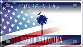South Carolina Half American Flag Novelty Mini Metal License Plate Tag - £11.74 GBP