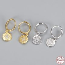 100% 925 Sterling Silver Sparking Crystal Gothic Huggie Hoop Earrings For Woman  - £13.66 GBP