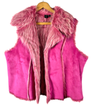 VTG Pink Suede Fur Vest Size XL Womens 2000s Y2K Fashion Penny Lane Barb... - $130.54