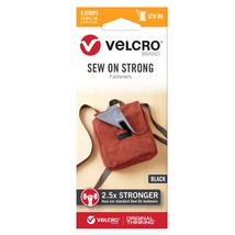 VELCRO(R) Brand Sew On Strong Tape 2.5&quot;X1&quot; 8/Pkg-Black - £18.29 GBP