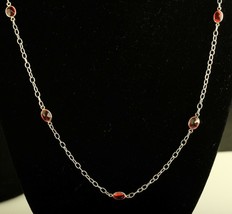 Vintage Sterling Silver Signed Nicky Butler NB 925 India Garnet Chain Necklace - £53.42 GBP