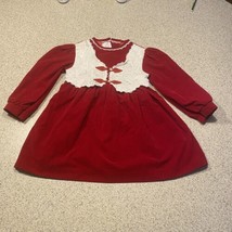 Vintage Allison Ann Red Velvet Toddler Christmas Dress With White Faux V... - £12.87 GBP