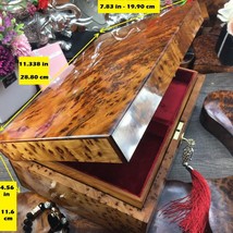 Large memory case, Thuya wooden jewelry box Gift, red velvet Lining, burl wood - £352.15 GBP