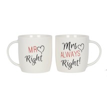 Mr &amp; Mrs Right Matching Mugs Personalised Mugs Wedding Gift, Anniversary - £11.85 GBP