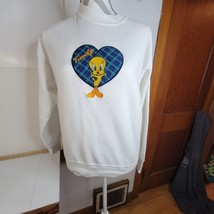 Vntg 1992 Looney Tunes Tweety Bird Embroidery Sweat shirt Size Xl Runs Small - £17.00 GBP