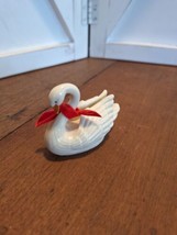 Lenox White Porcelain Swan Gold Beak/Eyes w/Red Velvet Ribbon Figurine 2... - £9.29 GBP