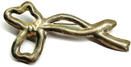 Large 3 1/2&quot; Bow Pendant Brooch Pin Heavy Patina Mexico Vtg Sterling Silver 925 - £79.12 GBP