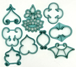 Vintage 1972 Wilton Aqua Blue Decorating Stecils Set of 9 SKU U229 - £10.20 GBP