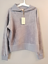 Universal Thread Women&#39;s 1/4 Zip-Up Gray  Sweater Soft Ribbed corduroy look Sz S - £14.95 GBP