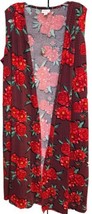 NWT LuLaRoe Medium Red Black Houndstooth &amp; Floral Joy Stretchy Sweater Vest - $44.54