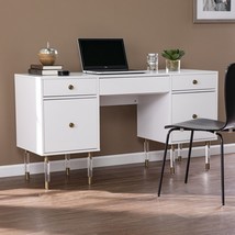 55" White Writing Desk With Four Drawers - $16,281.14 MXN