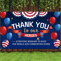 Thank You To Our Heroes Banner Decorations Patriotic Happy Veterans Day Backdrop - £19.15 GBP