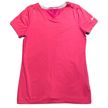 Nike Pro Girls Fitted Short Sleeve Top Size Large Pink Tennis Running At... - £10.47 GBP