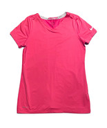 Nike Pro Girls Fitted Short Sleeve Top Size Large Pink Tennis Running At... - $13.85