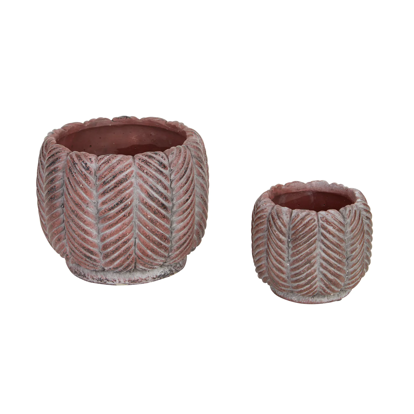 Deco Leaf Cement Flower Pot Set/2 - £24.64 GBP