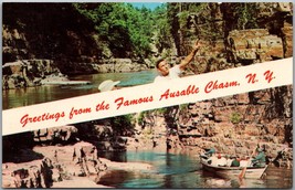 1968 Greetings from Ausable Chasm NY Scenic Boat Trip Vintage Postcard - £11.33 GBP