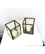 BEVELED GLASS AND BRASS HURRICANE CANDLE HOLDERS - $15.51 CAD
