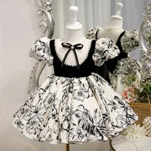 Little Girl Evening Dresses  Birthday Party Ball Gown Flower Child Bow Print Dre - £99.22 GBP