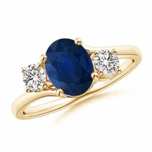 ANGARA Bypass Blue Sapphire and Diamond Three Stone Ring for Women in 14K Gold - £1,471.69 GBP