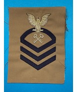 UNITED STATES NAVY, U.S.N. CHIEF, STOREKEEPER, BULLION, KHAKI, RATING BADGE - $41.03 CAD