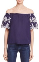 Beltaine Women&#39;s Poplin Embroidered Off-the-shoulder Top, Navy, L - £39.56 GBP