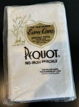 VTG Pequot White Two Standard Pillow Cases Fits 21 X 27 No Iron Percale NOS NEW - £10.34 GBP