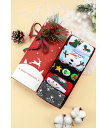 White Christmas Cartoon Pattern 5 Pairs/Set Socks Set with Box - $205.76 MXN