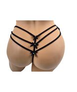 Womens Black Strappy G String Thong Panties Rhinestone Bows Lingerie Sex... - $89.10