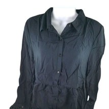 New! Womens Bongo Top Shirt Black Rayon Medium Button Front LS 100% Busi... - £9.01 GBP