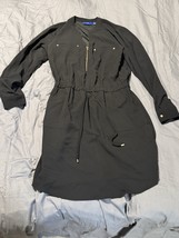 APT. 9 Black Long Sleeve Utility Shirt Dress with Gold Zip Size Medium - $374.94 MXN