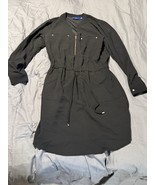 APT. 9 Black Long Sleeve Utility Shirt Dress with Gold Zip Size Medium - $373.88 MXN