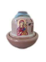 4 3/8&quot; Greek Orthodox Ceramic Candle Cup Vigil Oil Lamp Glazed Virgin Ma... - $336.45 MXN