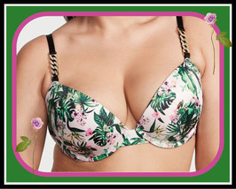 38D Orchid Floral Bling Chain Extreme Lift Victorias Secret Very Sexy Pu Uw Bra - £38.53 GBP