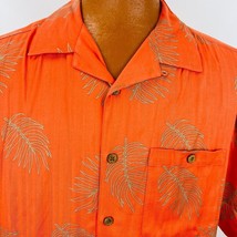 Boca Classics Hawaiian Aloha Shirt L Orange Palm Leaves Floral Hibiscus - £31.97 GBP