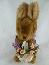 Eden Frederick Warne Cottontail Bunny Rabbit w Basketof flowers 10&quot; tall... - $18.80