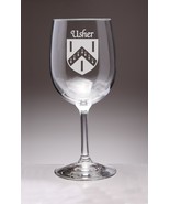 Usher Irish Coat of Arms Wine Glasses - Set of 4 (Sand Etched) - $93.00 CAD