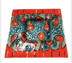 Ashtray Trinket Holder Colored Glass Abstract Modern Art Candle Decorative Dish - £16.54 GBP