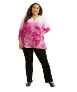 Women Top JM Collection Plus Size Chiffon Sleeve Pink Gemstone Combo Siz... - €25,49 EUR