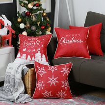 Throw Pillow Covers 4-PC Merry Christmas Snowflake 18 X18 Pillowcase Home Decor - £68.30 GBP