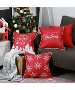 Throw Pillow Covers 4-PC Merry Christmas Snowflake 18 X18 Pillowcase Hom... - £67.55 GBP