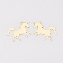 2 Unicorn Charms Stamping Blank Pendants Gold Brass Engraving Gold Plated - £2.54 GBP