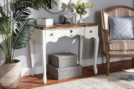 Ines Classic Country White and Brown Finished Small 3-Drawer Wood Consol... - $250.00