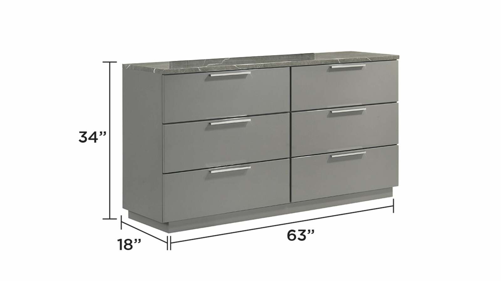 Elara Dresser Gray Two-Tone High-Gloss Marble Lacquer Drawers Item image 2